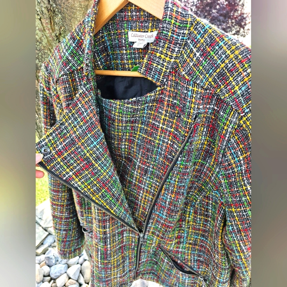 Coldwater Creek Vibrant Tweed Jacket Cardigan - Picture 4 of 6